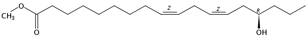 Structural formula of Methyl 15(R)-Hydroxy-9(Z),12(Z)-octadecadienoate