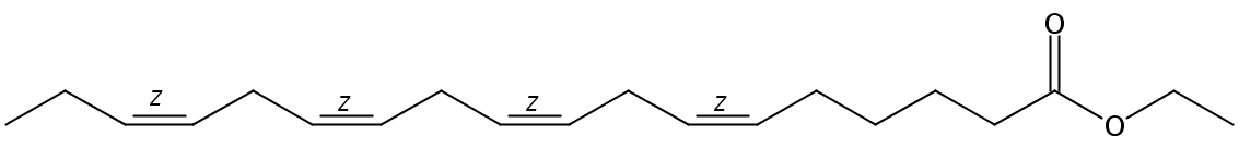 Structural formula of Ethyl 6(Z),9(Z),12(Z),15(Z)-Octadecatetraenoate