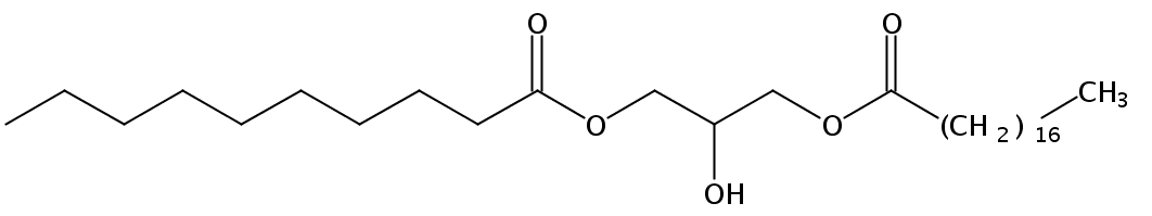 Structural formula of 1-Decanoin-3-Stearin