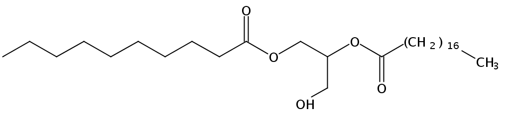 Structural formula of 1-Decanoin-2-Stearin
