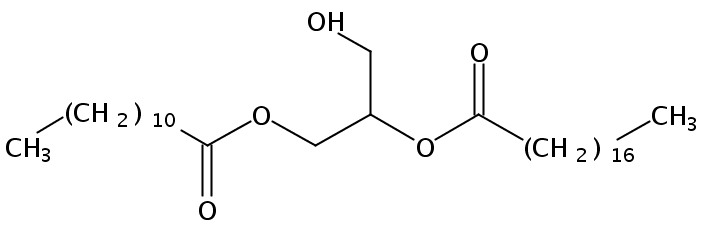 Structural formula of 1-Laurin-2-Stearin