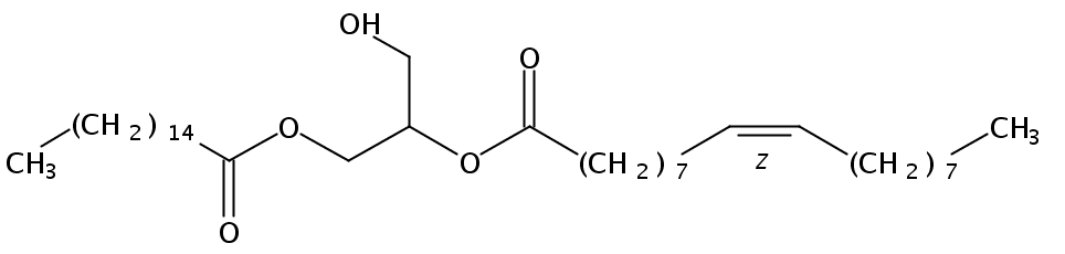 Structural formula of 1-Palmitin-2-Olein