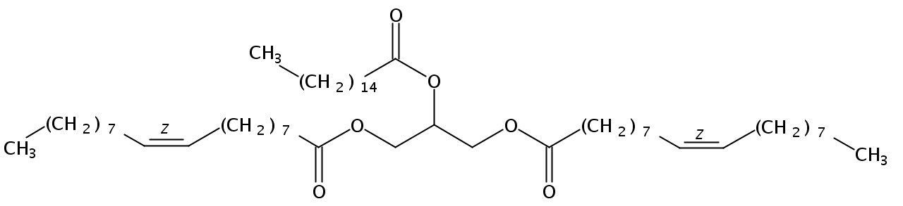 Structural formula of 1,3-Olein-2-Palmitin