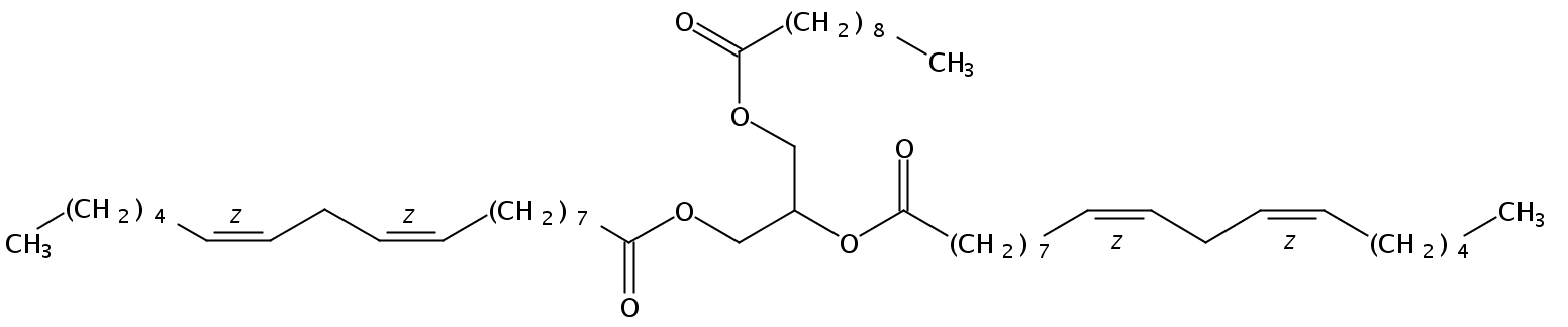 Structural formula of 1,2-Linolein-3-Caprylin