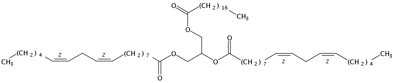 Structural formula of 1,2-Linolein-3-Stearin