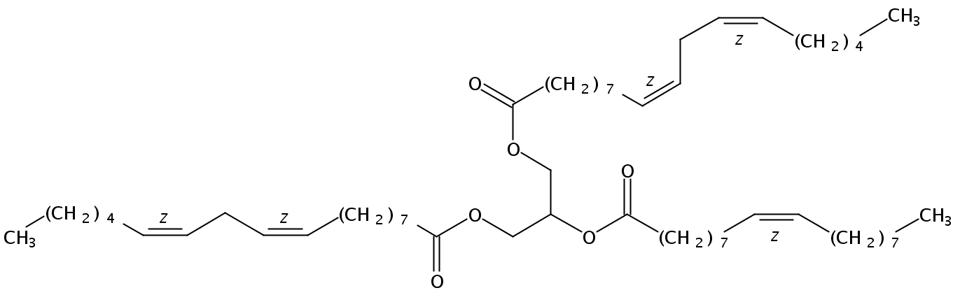 Structural formula of 1,3-Linolein-2-Olein