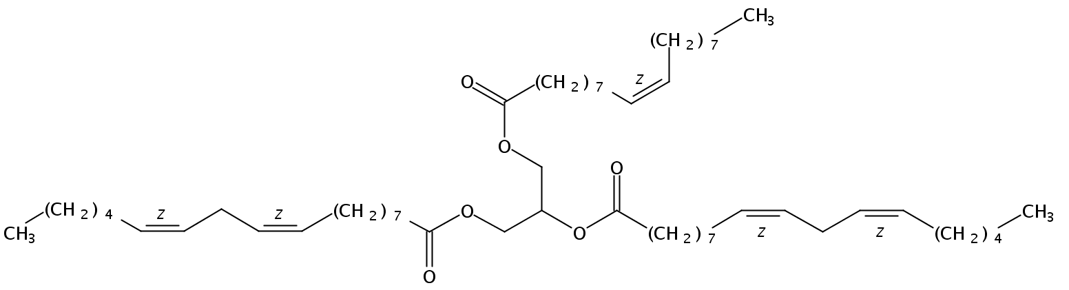 Structural formula of 1,2-Linolein-3-Olein