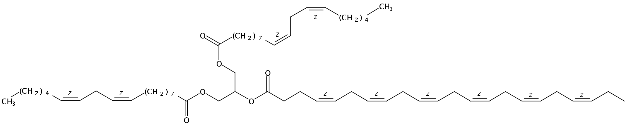 Structural formula of 1,3-Linolein-2-Docosahexaenoin