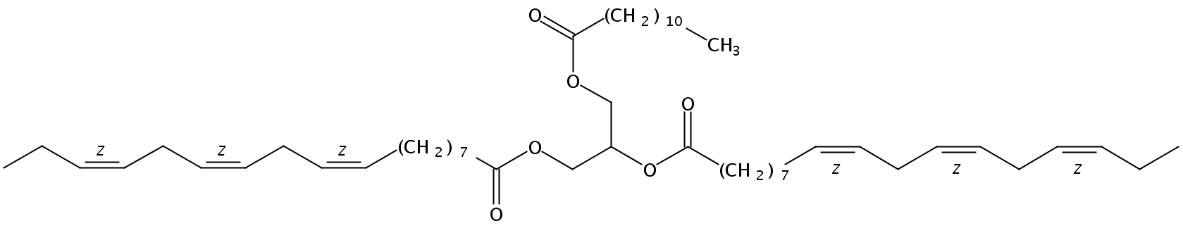 Structural formula of 1,2-Linolenin-3-Laurin