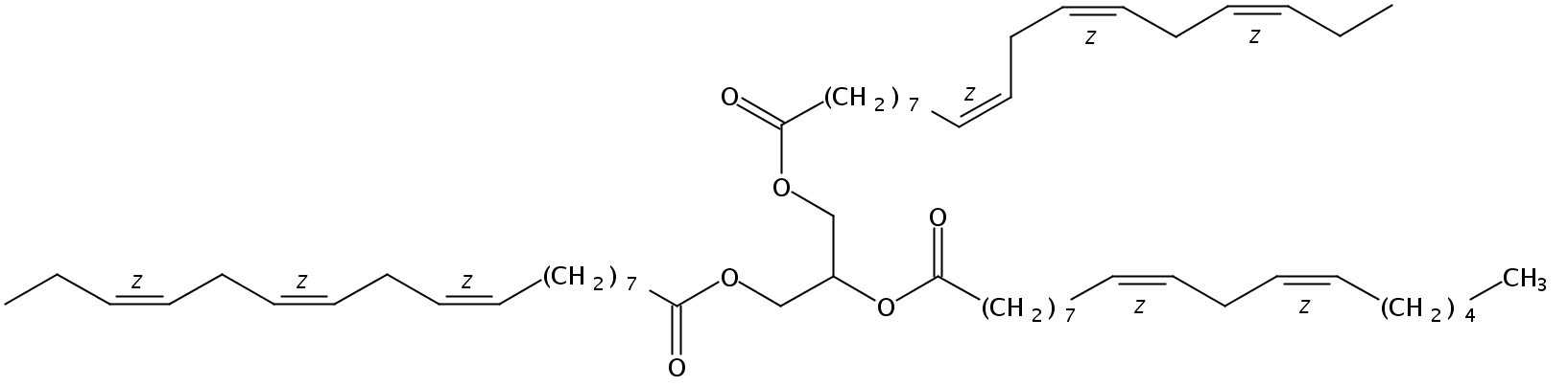 Structural formula of 1,3-Linolenin-2-Linolein