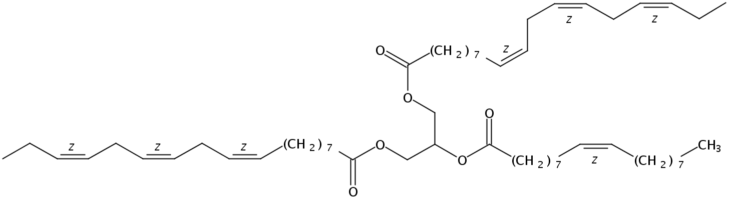 Structural formula of 1,3-Linolenin-2-Olein