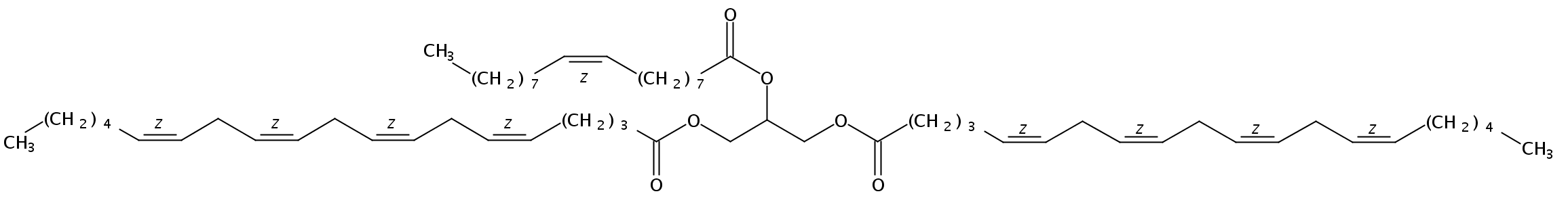 Structural formula of 1,3-Arachidonin-2-Olein