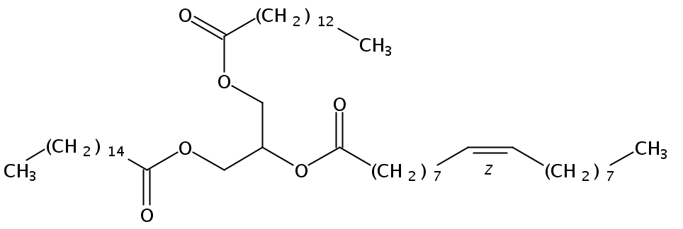 Structural formula of 1-Myristin-2-Olein-3-Palmitin