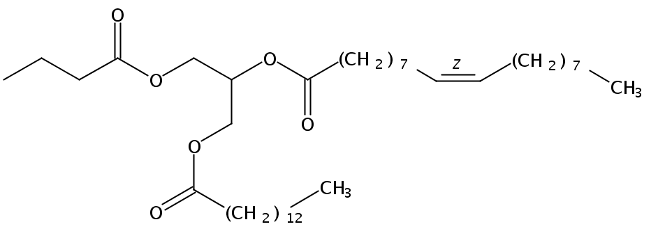 Structural formula of 1-Myristin-2-Olein-3-Butyrin