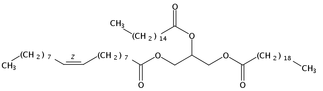 Structural formula of 1-Arachidin-2-Palmitin-3-Olein