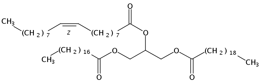 Structural formula of 1-Arachidin-2-Olein-3-Stearin