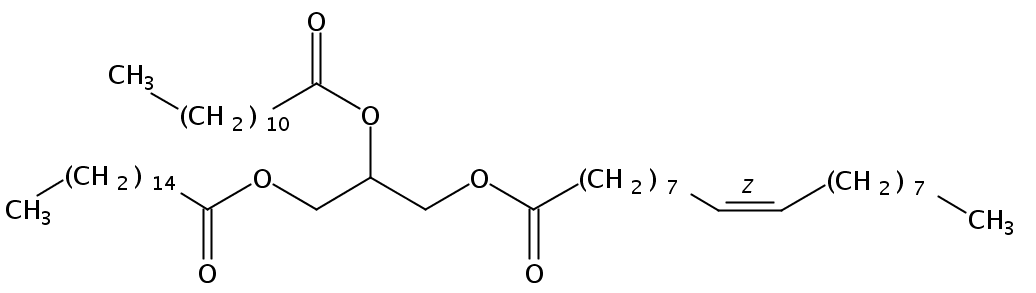 Structural formula of 1-Olein-2-Laurin-3-Palmitin