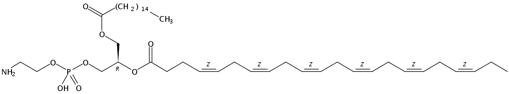 Structural formula of 1-Palmitoyl-2-Docosahexenoyl-sn-Glycero-3-Phosphatidylethanolamine