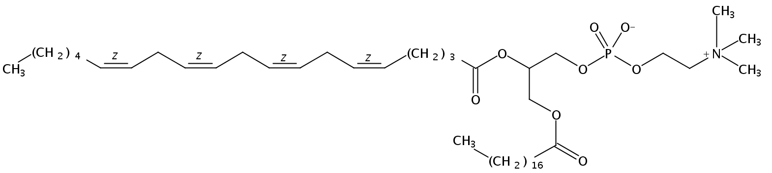 Structural formula of 1-Stearoyl-2-Arachidonoyl-sn-Glycero-3-Phosphatidylcholine