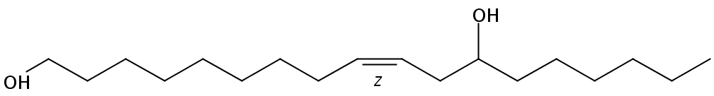 Structural formula of 12-hydroxy-9(Z)-Octadecenol