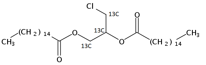 Structural formula of 1,2-Dipalmitoyl-3-chloropropanediol-13C3