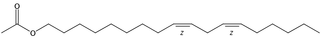 Structural formula of 9(Z),12(Z)-Linoleyl acetate