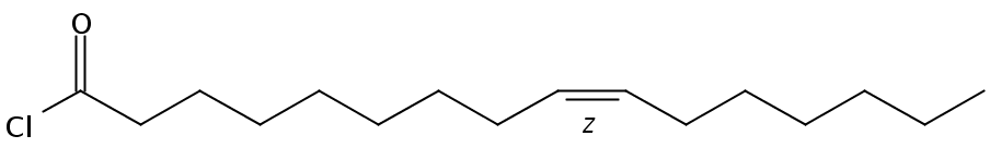 Structural formula of 9(Z)-Hexadecenoyl chloride