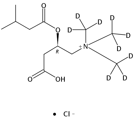 Structural formula of Isovaleryl (D9)-L-Carnitine HCl salt