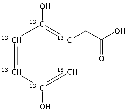 Structural formula of Homogentisic acid (ring 13C6)